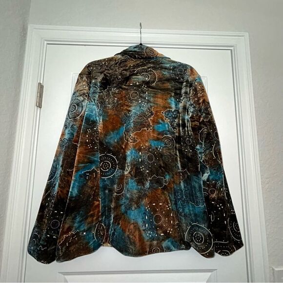 Vintage Chico’s Velour Ombre Print Metallic Button Front Jacket Coat Chicos - Picture 10 of 11
